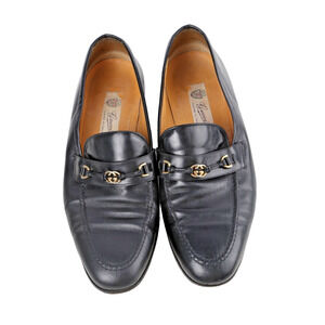 Vintage GUCCI Men's Black Leather Loafers Dress Shoes Size 41.5 M